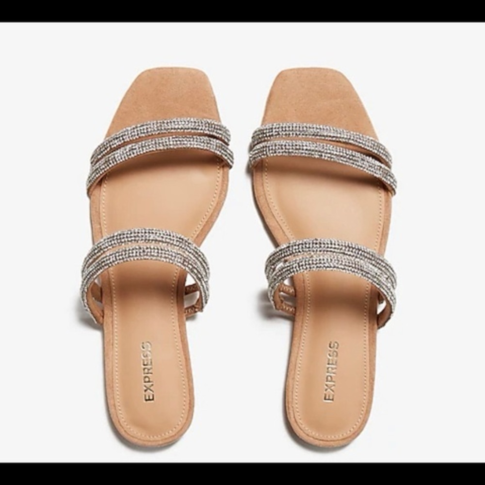 Express Women's Sandals in Tan with Silver Accents
